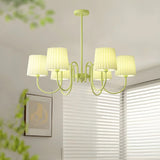 Pleated Green Curve Arm Metal Living Room Chandelier Image - 3