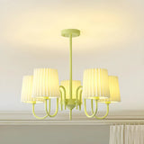 Pleated Green Curve Arm Metal Living Room Chandelier Image - 4