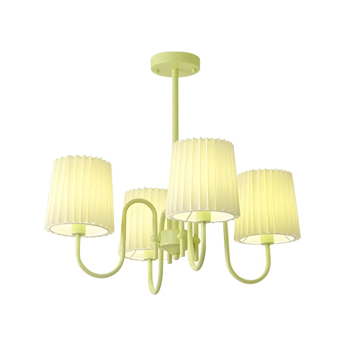 Pleated Green Curve Arm Metal Living Room Chandelier Image - 9