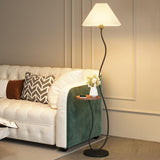 Pleated Shade Curved Stand and Side Table Floor Lamp Image - 1