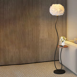 Pleated Shade Curved Stand and Side Table Floor Lamp Image - 5