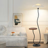 Pleated Shade Modern Black Floor Lamp with Side Table Image - 2