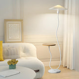 Pleated Shade Modern Black Floor Lamp with Side Table Image - 3