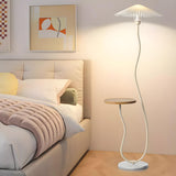 Pleated Shade Modern Black Floor Lamp with Side Table Image - 5