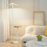 Pleated Shade Modern Black Floor Lamp with Side Table Image - 6