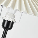 Pleated Shade Modern Black Floor Lamp with Side Table Image - 9