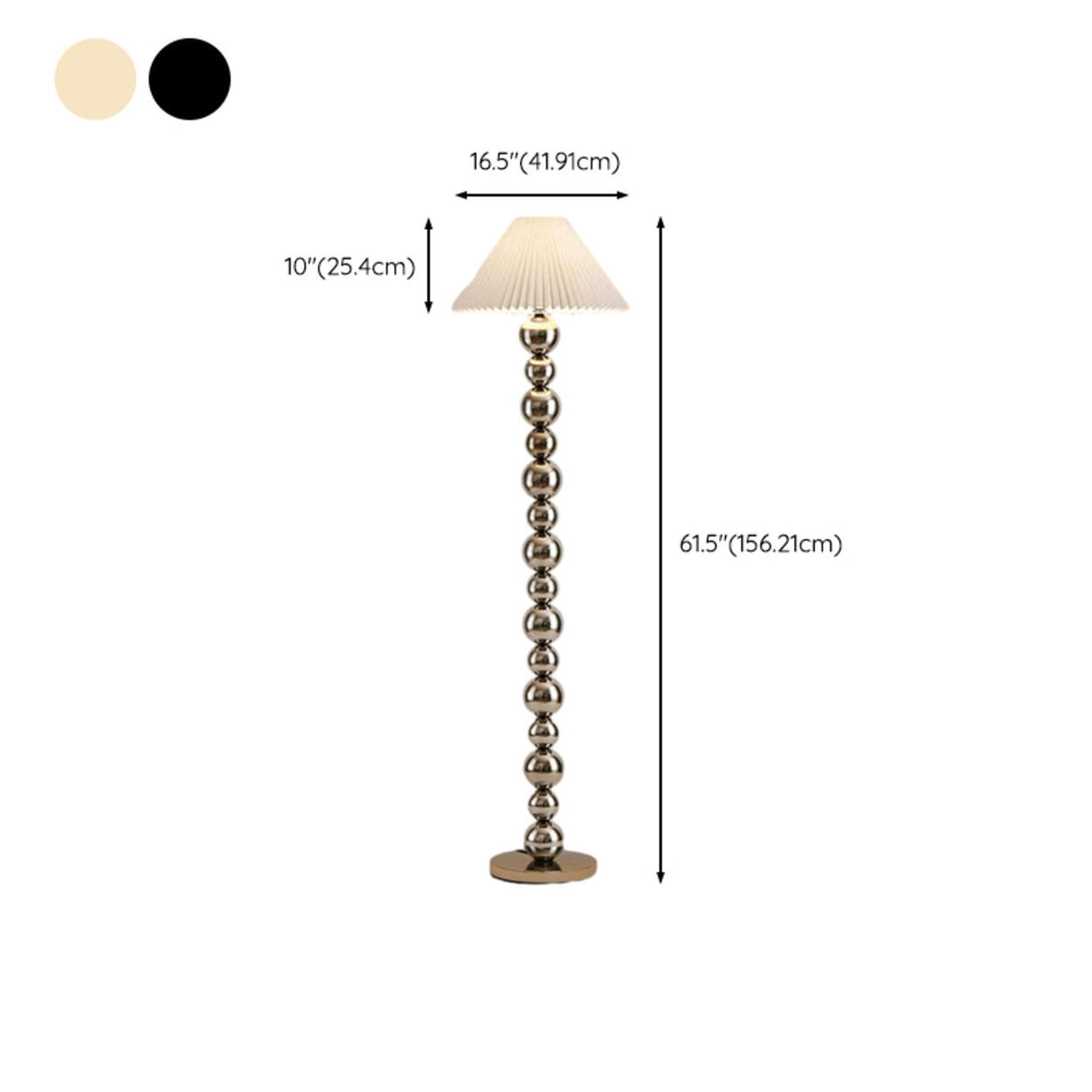 Pleated Shade Modern Stacked Ball Steel Floor Lamp Image - 14