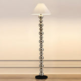 Pleated Shade Modern Stacked Ball Steel Floor Lamp Image - 3