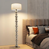 Pleated Shade Modern Stacked Ball Steel Floor Lamp Image - 4