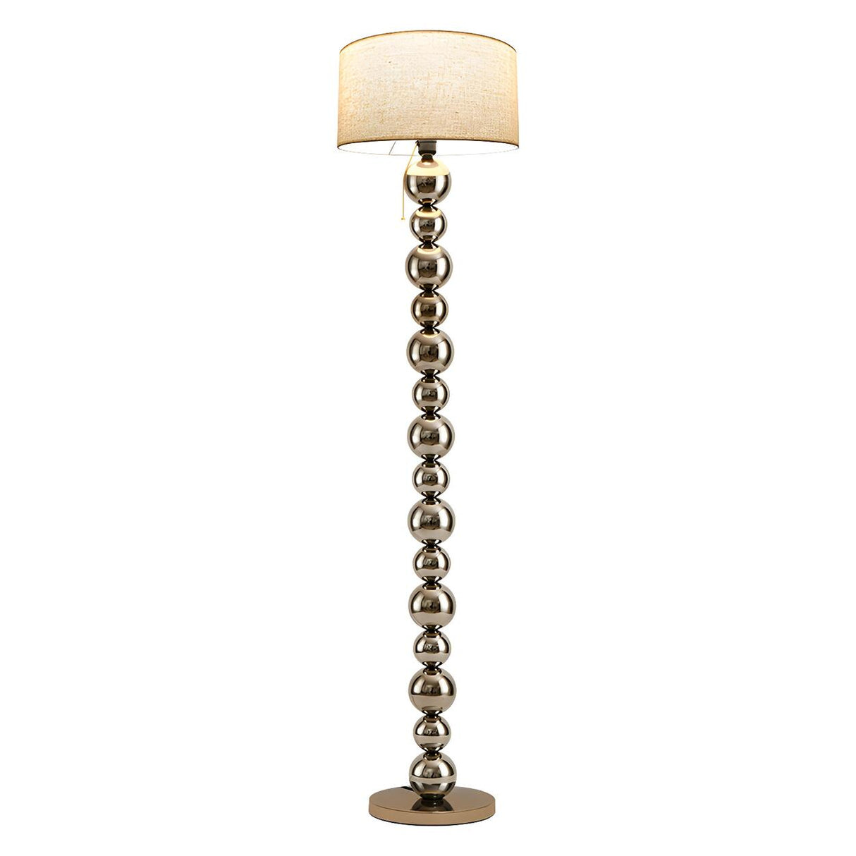 Pleated Shade Modern Stacked Ball Steel Floor Lamp Image - 7