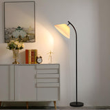 Pleated Shade Simple Black Metal LED Floor Lamp Image - 10