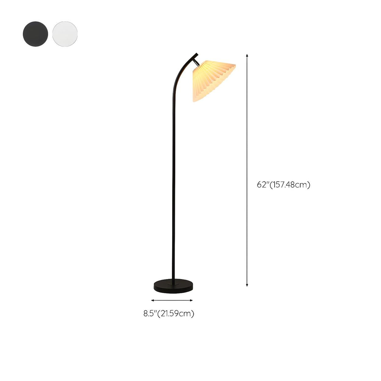 Pleated Shade Simple Black Metal LED Floor Lamp 