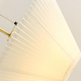 Pleated Shade Walnut Metal LED Modern Floor Lamp Image - 11