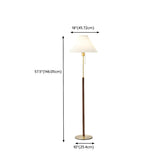 Pleated Shade Walnut Metal LED Modern Floor Lamp #size