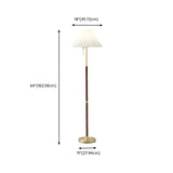 Pleated Shade Walnut Metal LED Modern Floor Lamp Image - 14