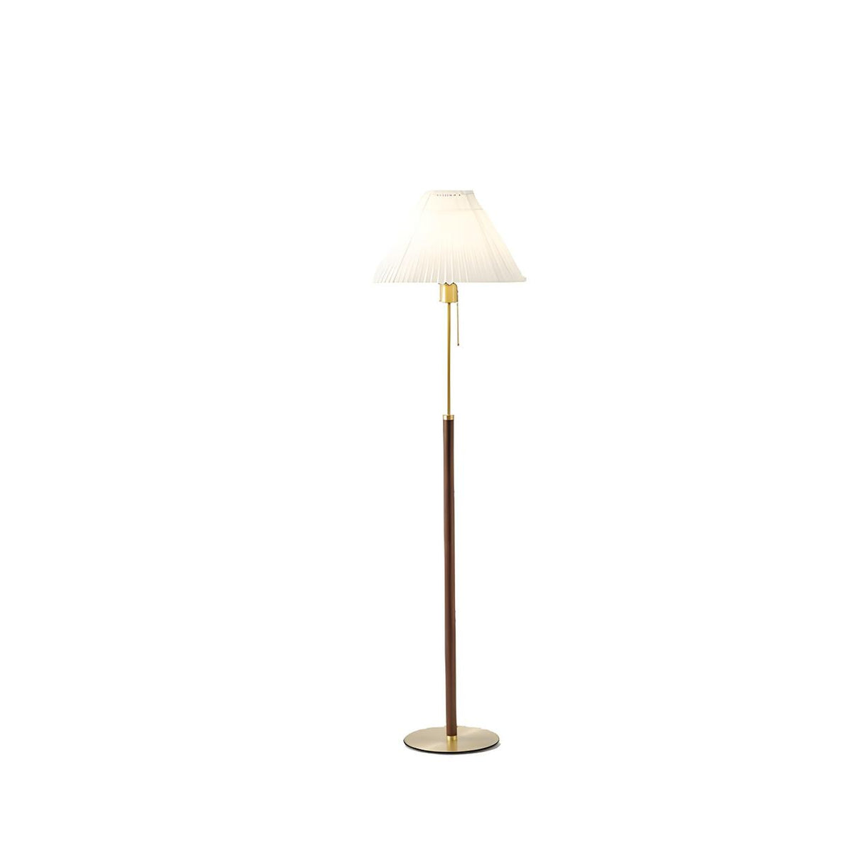 Pleated Shade Walnut Metal LED Modern Floor Lamp Image - 5