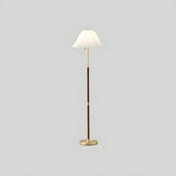 Pleated Shade Walnut Metal LED Modern Floor Lamp Image - 6