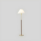 Pleated Shade Walnut Metal LED Modern Floor Lamp Image - 7