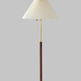 Pleated Shade Walnut Metal LED Modern Floor Lamp Image - 8