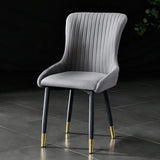 Pleated Wingback Fabric Upholstered Metal Dining Chair Image - 11