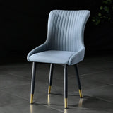 Pleated Wingback Fabric Upholstered Metal Dining Chair Image - 13