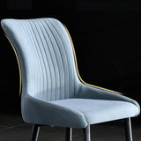 Pleated Wingback Fabric Upholstered Metal Dining Chair Image - 18