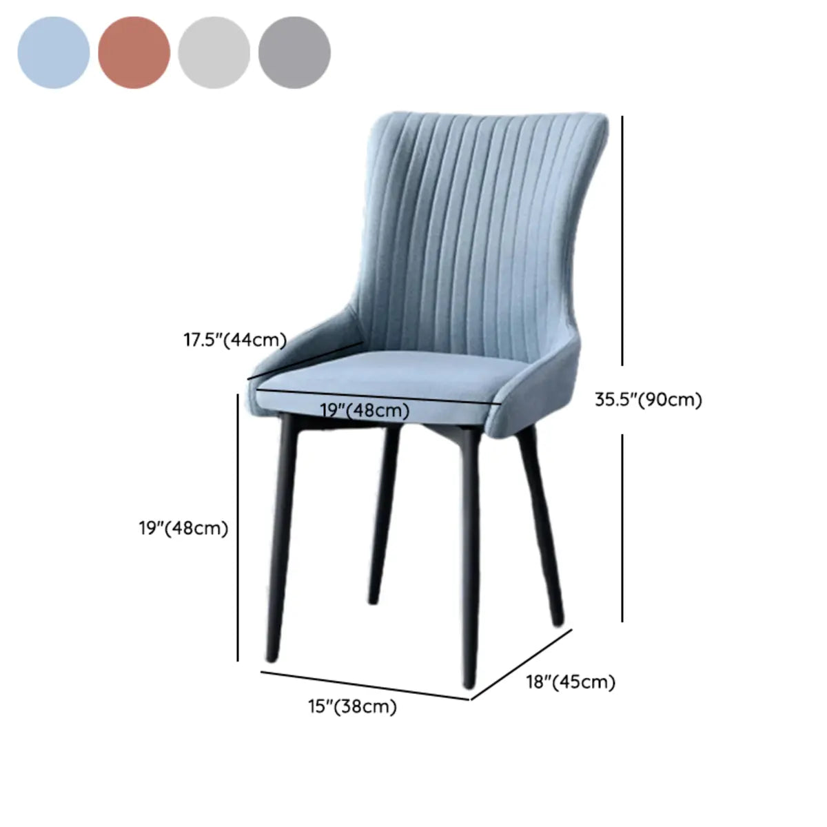 Pleated Wingback Fabric Upholstered Metal Dining Chair 