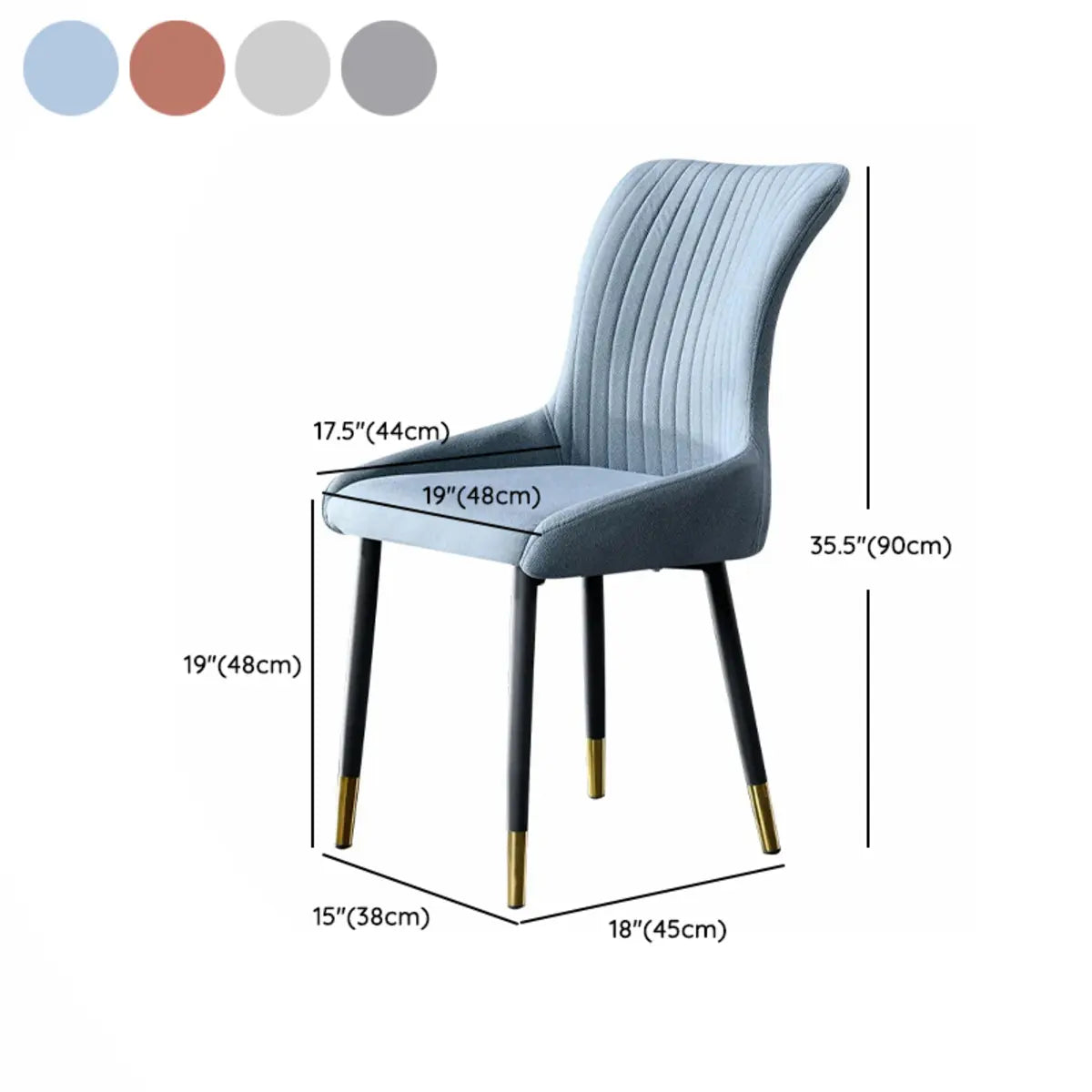 Pleated Wingback Fabric Upholstered Metal Dining Chair Image - 24