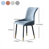 Pleated Wingback Fabric Upholstered Metal Dining Chair Image - 24