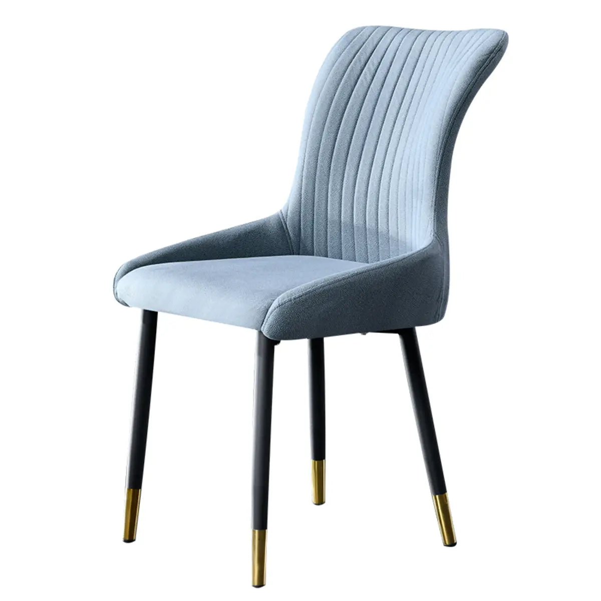 Pleated Wingback Fabric Upholstered Metal Dining Chair Image - 5