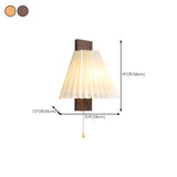 Pleated Wood LED Metal Wall Sconce with Pull Chain #size