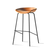 Pleather Bucket Metal Four Legs Footrest Bar Stools Image - 17