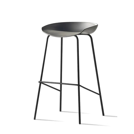 Pleather Bucket Metal Four Legs Footrest Bar Stools Image - 2