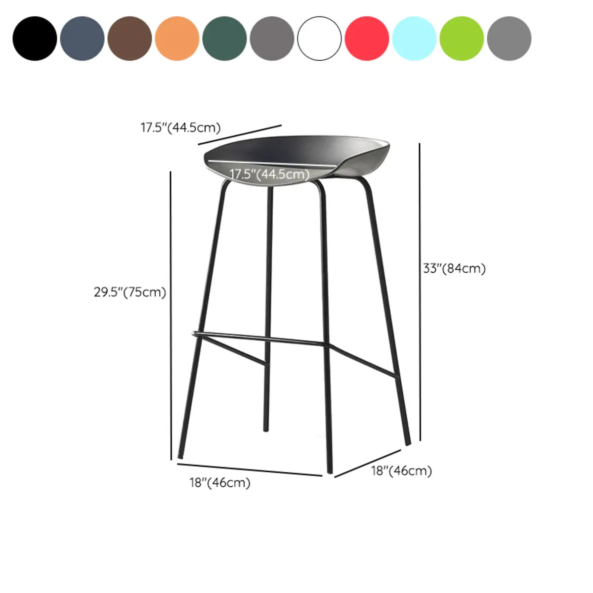 Pleather Bucket Metal Four Legs Footrest Bar Stools Image - 23