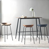 Pleather Bucket Metal Four Legs Footrest Bar Stools Image - 3