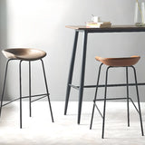 Pleather Bucket Metal Four Legs Footrest Bar Stools Image - 5