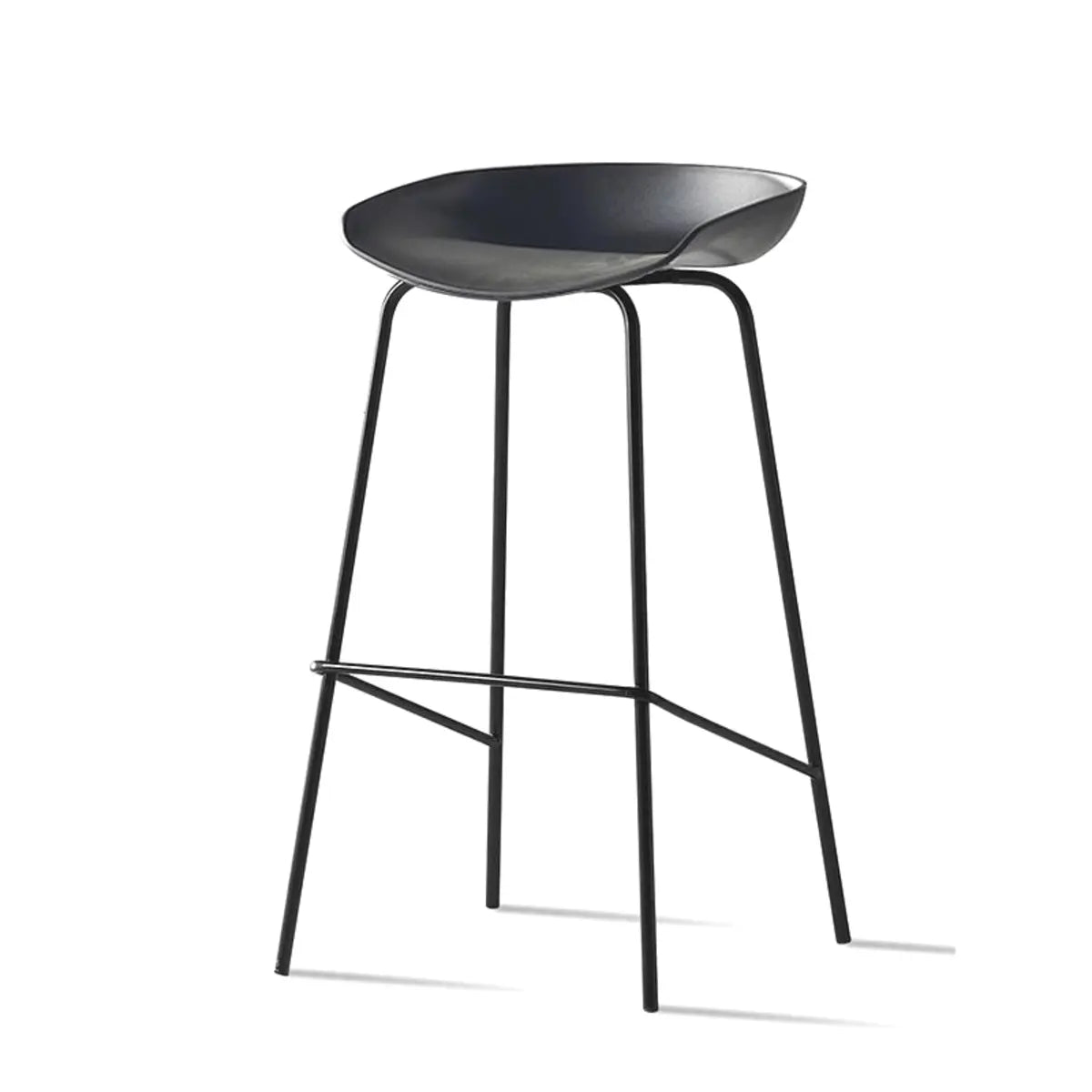 Pleather Bucket Metal Four Legs Footrest Bar Stools Image - 6