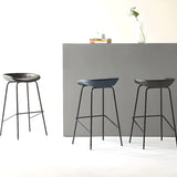 Pleather Bucket Metal Four Legs Footrest Bar Stools Image - 8