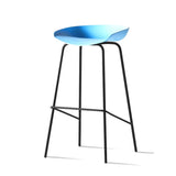 Pleather Bucket Metal Four Legs Footrest Bar Stools Image - 9