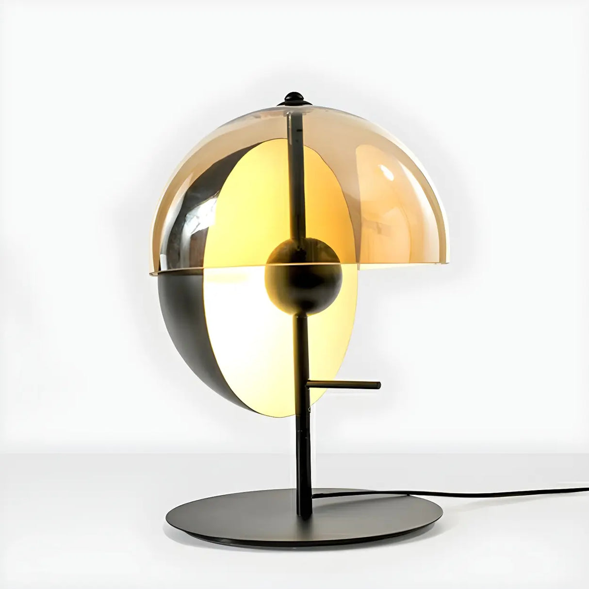 Plug-In Artistic Modern Amber Glass Shade Table Lamp Image - 4