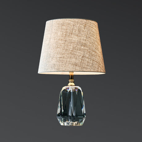 Plug-In Barrel Shade Luxury Crystal Base Table Lamp Image - 2