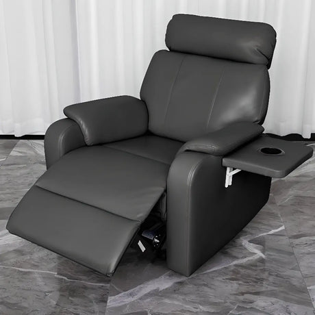 Plug-in Black Leather Swivel Recliner with USB Charger Image - 1