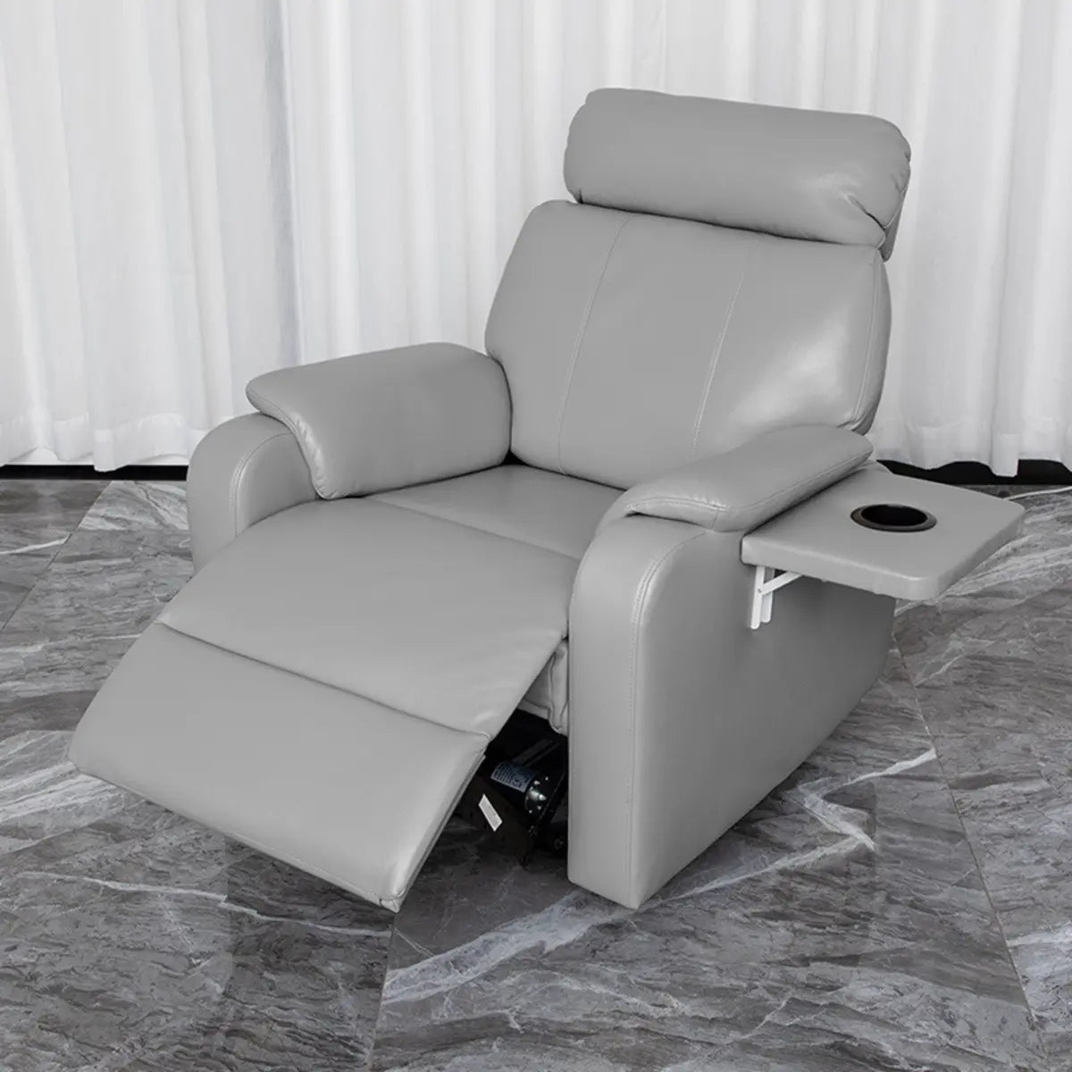 Plug-in Black Leather Swivel Recliner with USB Charger Image - 3