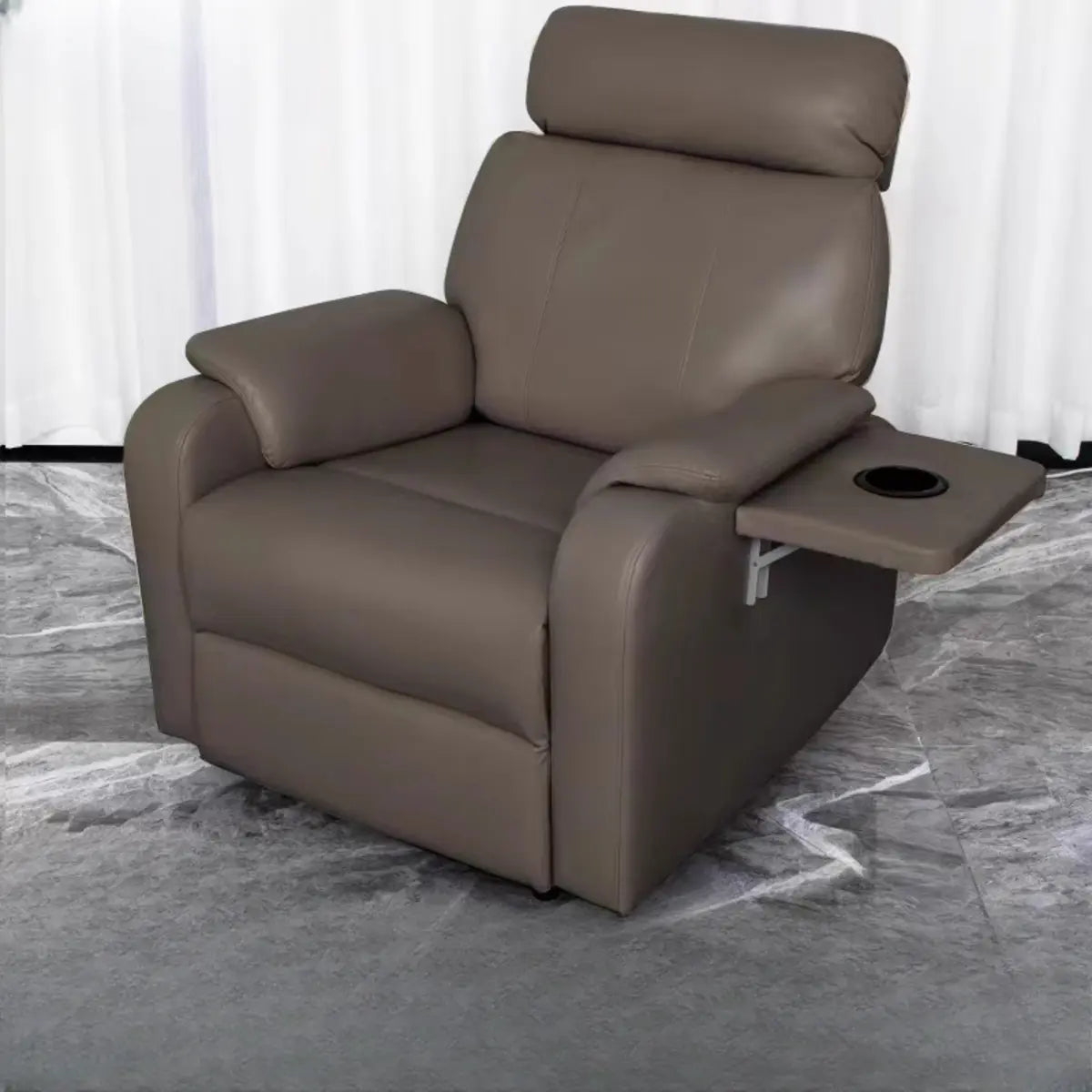 Plug-in Black Leather Swivel Recliner with USB Charger Image - 4