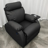 Plug-in Black Leather Swivel Recliner with USB Charger Image - 5