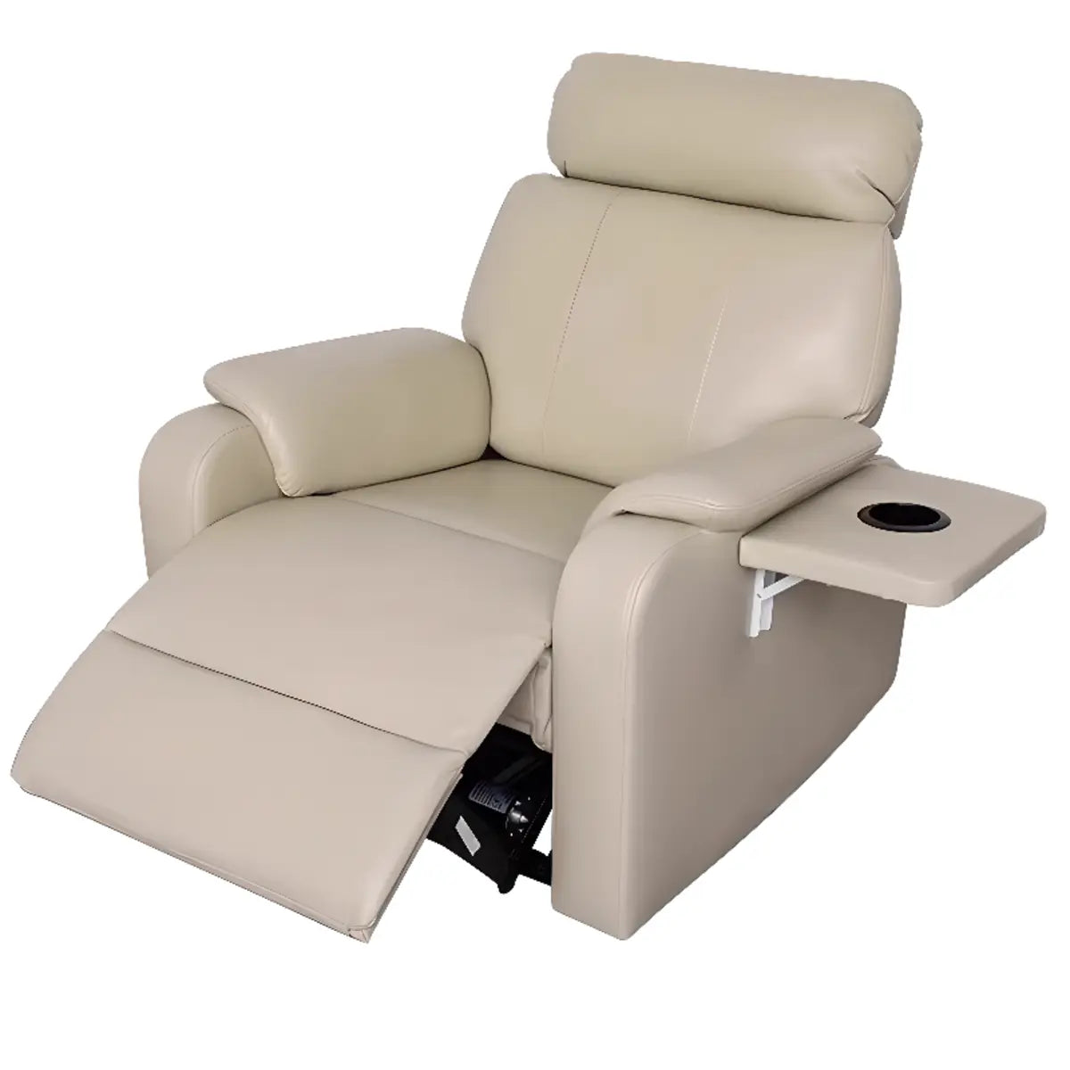 Plug-in Black Leather Swivel Recliner with USB Charger Image - 6