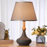 Plug-in Brown Vase Base Geometric Metal Table Lamp Image - 1