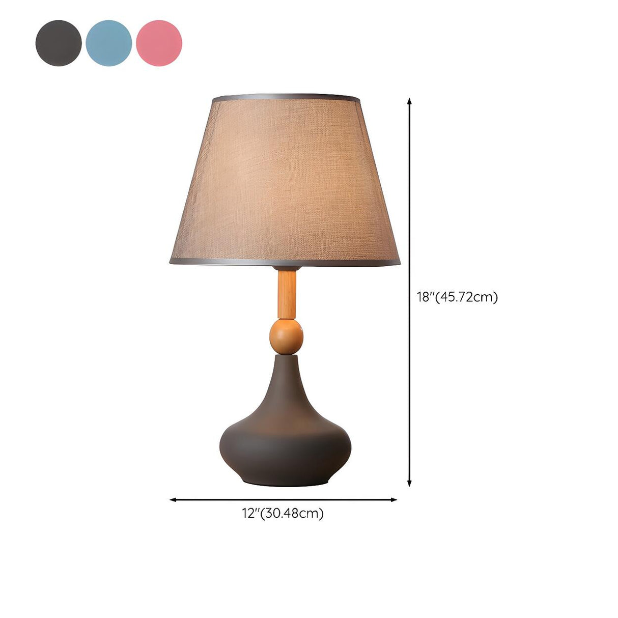 Plug-in Brown Vase Base Geometric Metal Table Lamp 