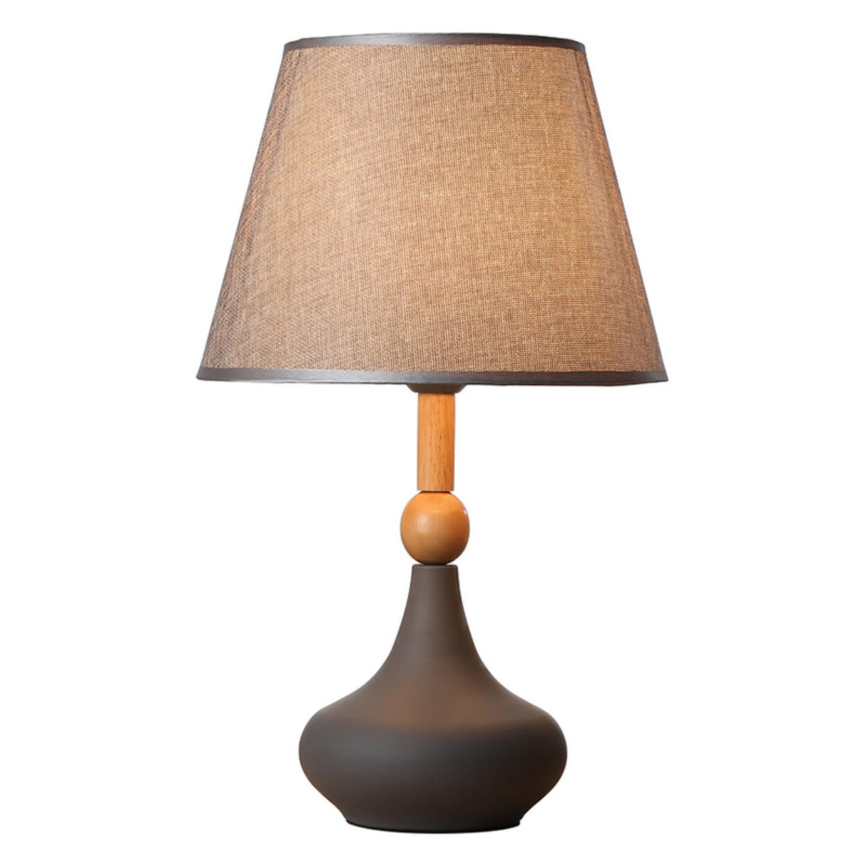 Plug-in Brown Vase Base Geometric Metal Table Lamp Image - 5