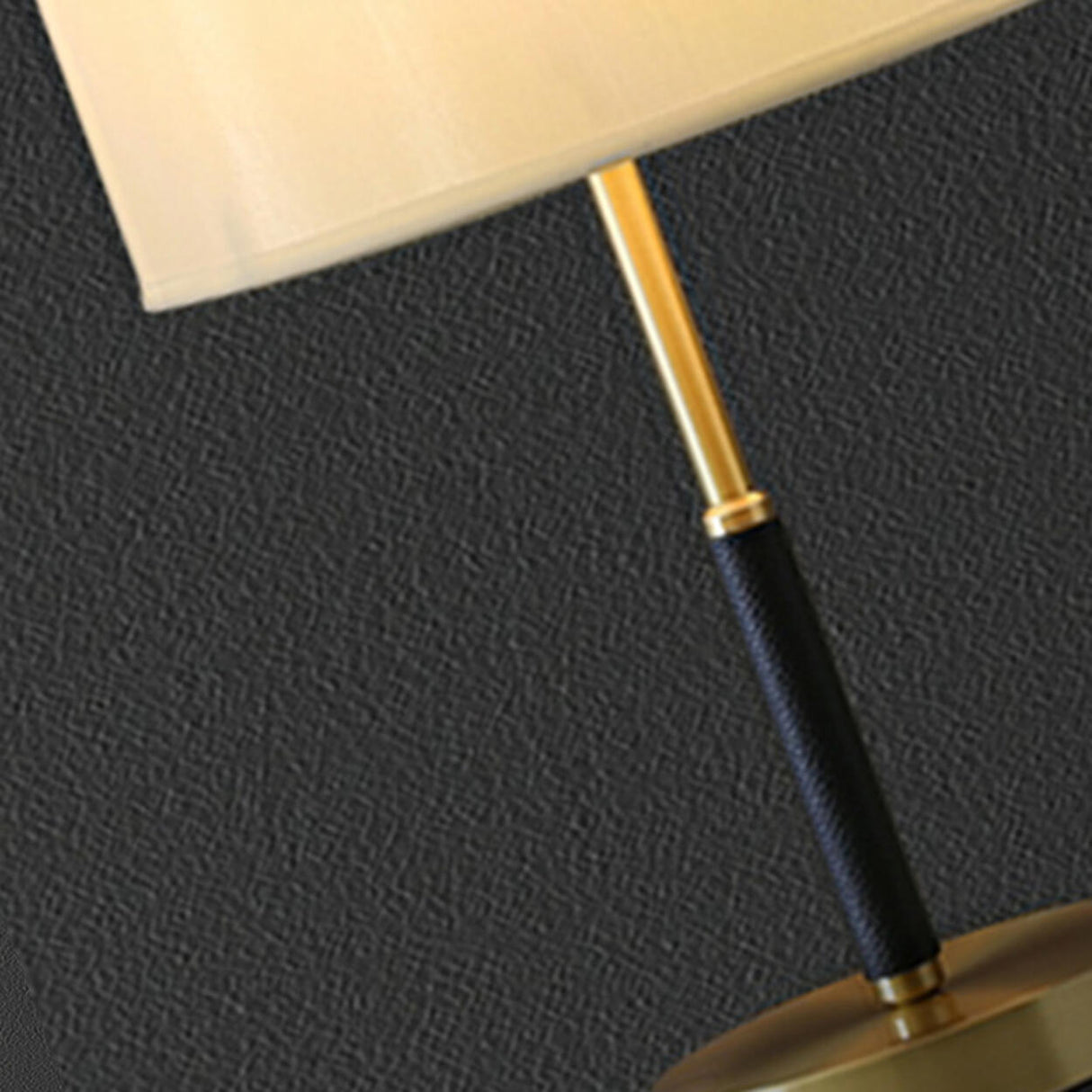 Plug-in Gold Barrel Fabric Shade Bedside Table Lamp Image - 10